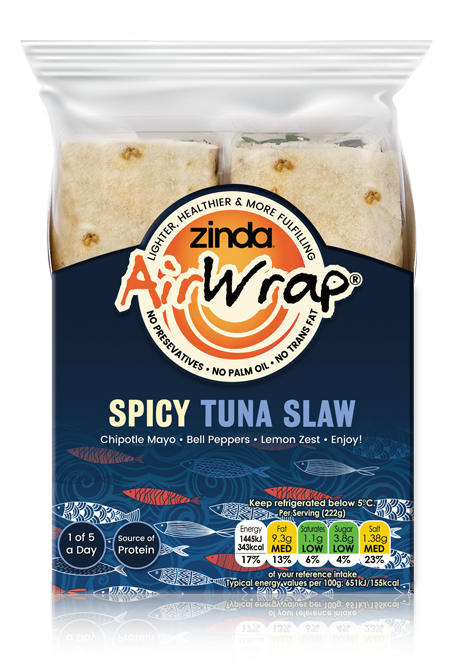zinda low calorie tuna slaw food wrap tesco uk