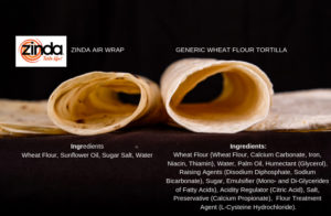 AirWrap v Generic Tortilla wrap ingredients