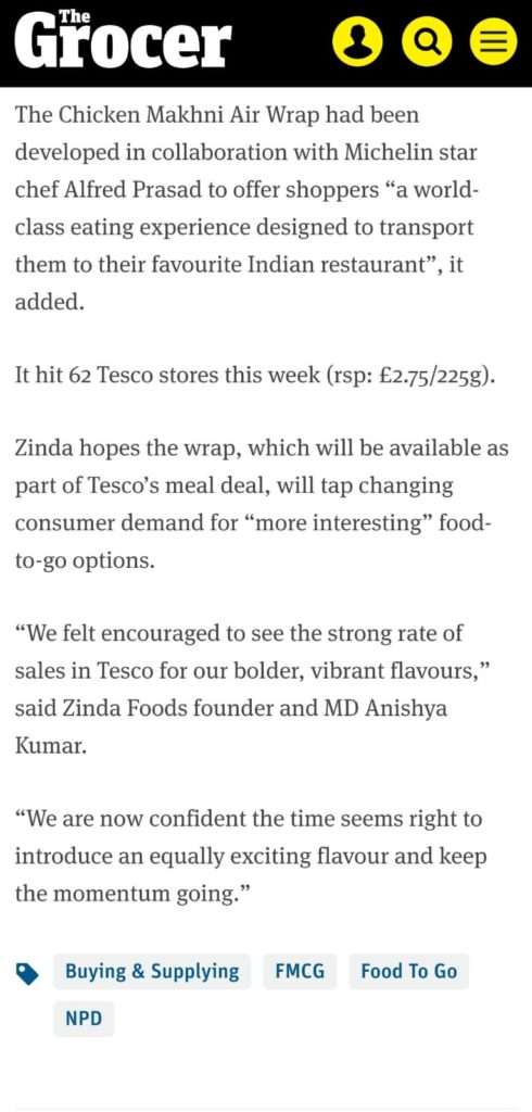 chicken makhni at tesco stores